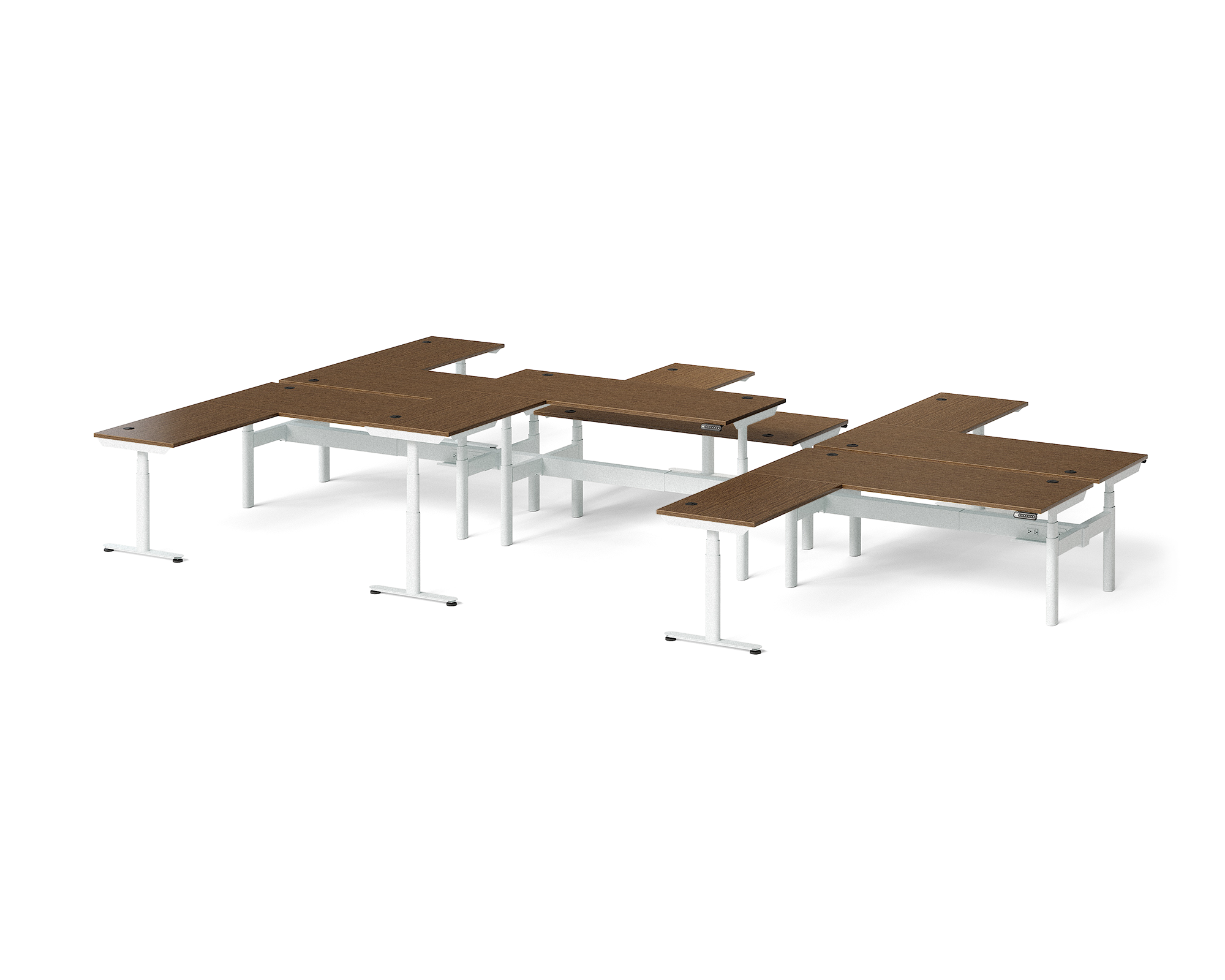 Sol L-Shaped Adjustable-Height Desks for 6