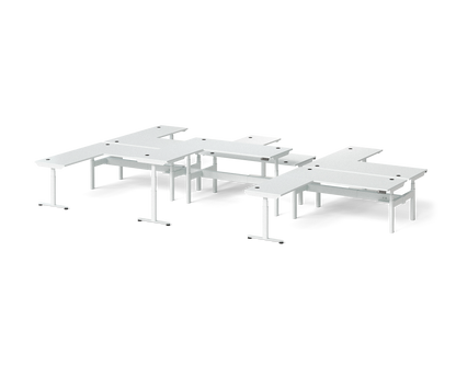 Sol L-Shaped Adjustable-Height Desks for 6
