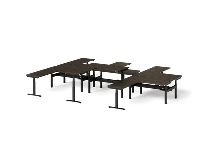 Sol L-Shaped Adjustable-Height Desks for 6