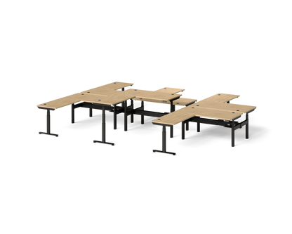 Sol L-Shaped Adjustable-Height Desks for 6