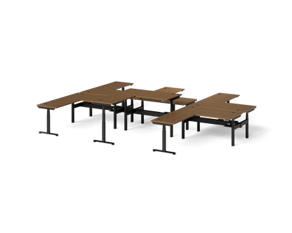 Sol L-Shaped Adjustable-Height Desks for 6