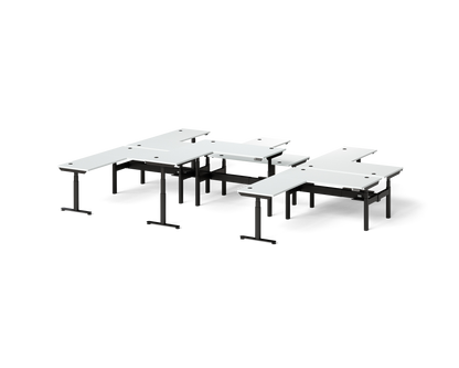 Sol L-Shaped Adjustable-Height Desks for 6