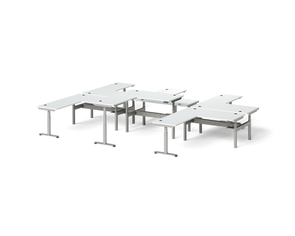 Sol L-Shaped Adjustable-Height Desks for 6