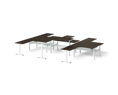 Sol L-Shaped Adjustable-Height Desks for 6