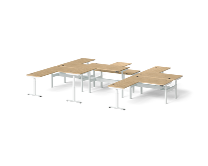 Sol L-Shaped Adjustable-Height Desks for 6