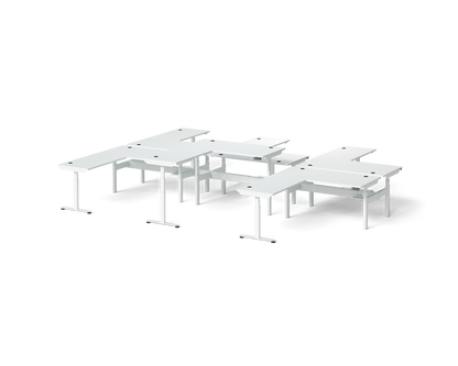 Sol L-Shaped Adjustable-Height Desks for 6