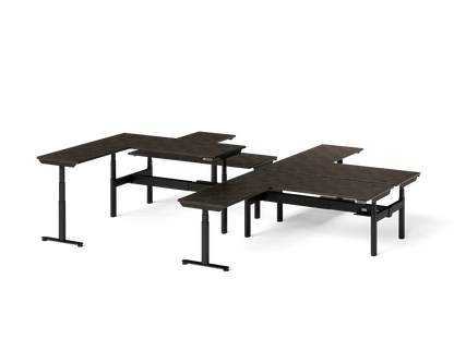 Sol L-Shaped Adjustable-Height Desks for 4