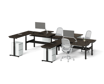 Sol L-Shaped Adjustable-Height Desks for 4