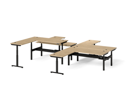 Sol L-Shaped Adjustable-Height Desks for 4