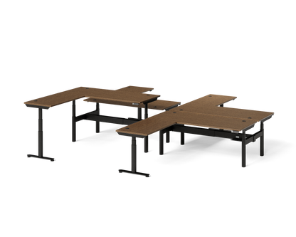 Sol L-Shaped Adjustable-Height Desks for 4