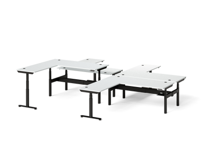 Sol L-Shaped Adjustable-Height Desks for 4