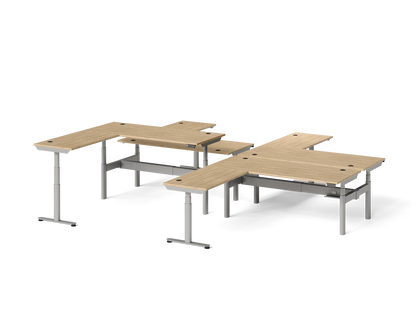 Sol L-Shaped Adjustable-Height Desks for 4