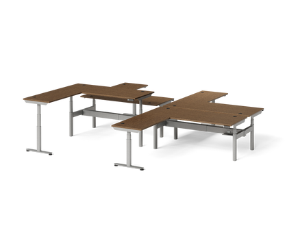 Sol L-Shaped Adjustable-Height Desks for 4