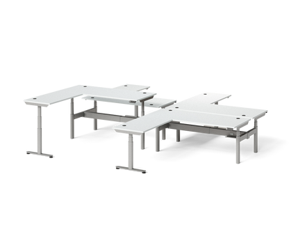 Sol L-Shaped Adjustable-Height Desks for 4