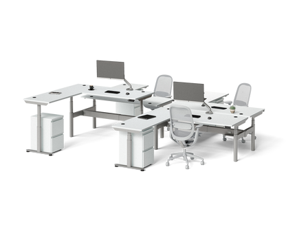 Sol L-Shaped Adjustable-Height Desks for 4