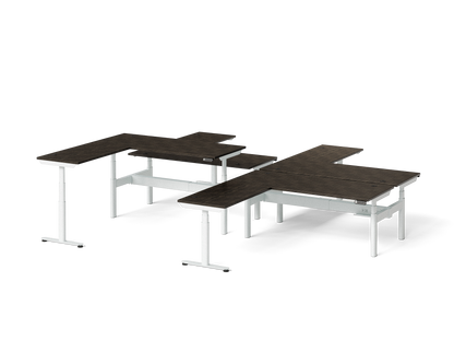 Sol L-Shaped Adjustable-Height Desks for 4