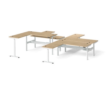 Sol L-Shaped Adjustable-Height Desks for 4