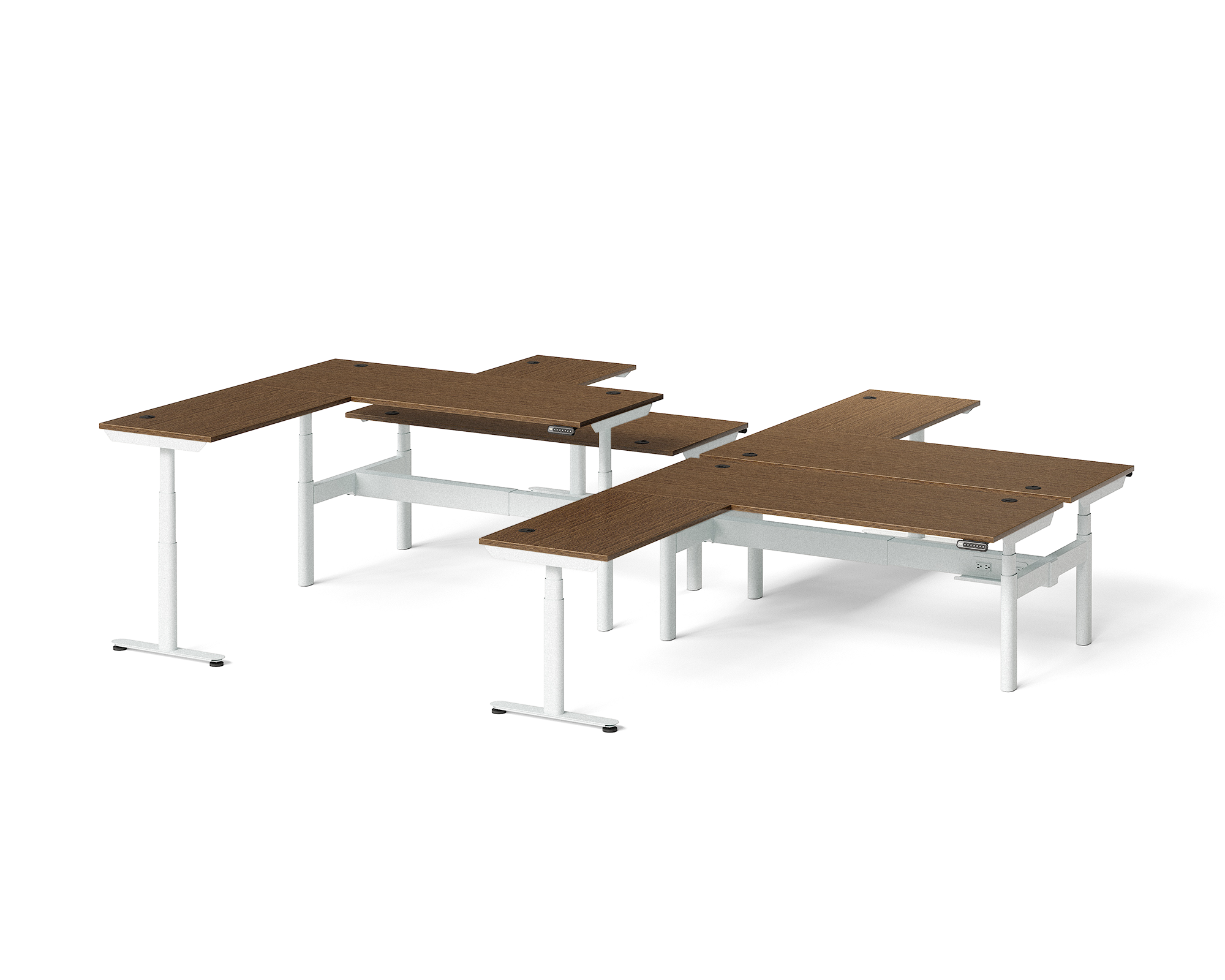Sol L-Shaped Adjustable-Height Desks for 4