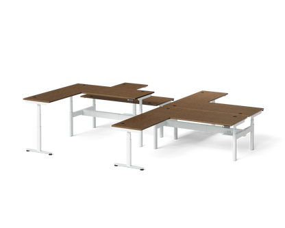 Sol L-Shaped Adjustable-Height Desks for 4