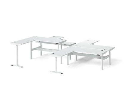 Sol L-Shaped Adjustable-Height Desks for 4