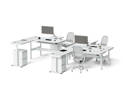 Sol L-Shaped Adjustable-Height Desks for 4