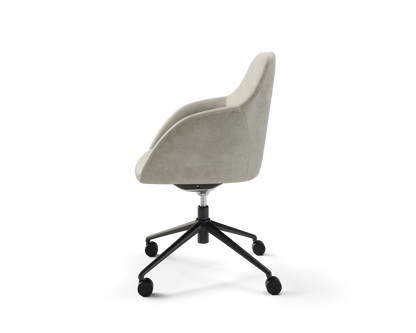 Wren Meeting Chair in Ash Vinyl with casters (side view)