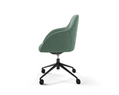 Wren Meeting Chair in Thyme with casters (side view)