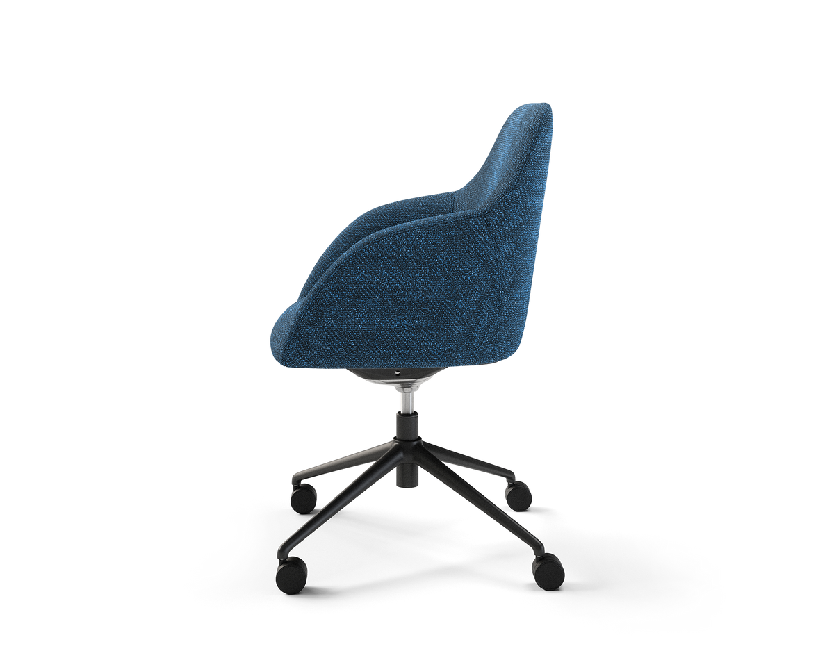 Wren Meeting Chair in Tide with casters (side view)