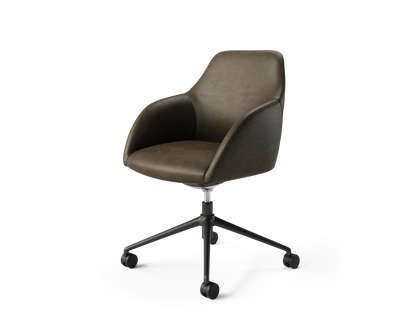 Wren Meeting Chair in Walnut Vinyl with casters