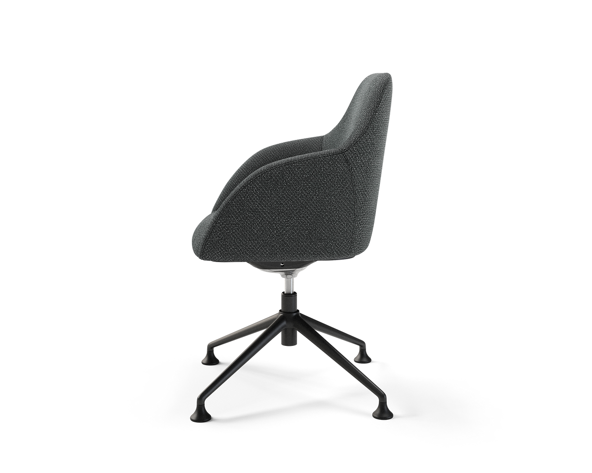 Wren Meeting Chair in Alloy with glides (side view)