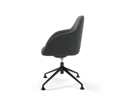 Wren Meeting Chair in Alloy with glides (side view)
