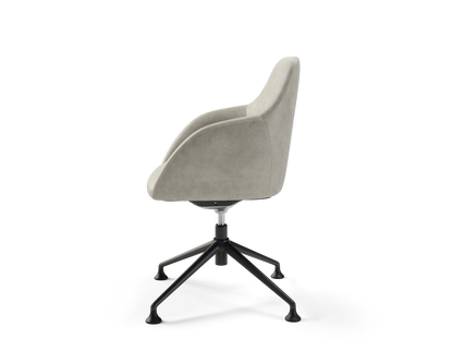 Wren Meeting Chair in Ash Vinyl with glides (side view)