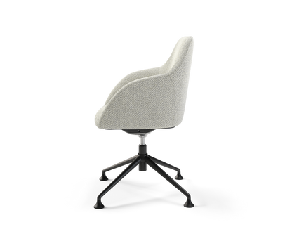 Wren Meeting Chair in Mist with glides (side view)