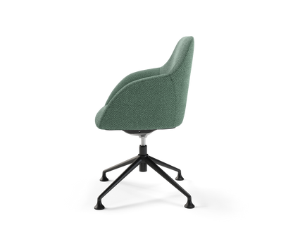 Wren Meeting Chair in Thyme with glides (side view)
