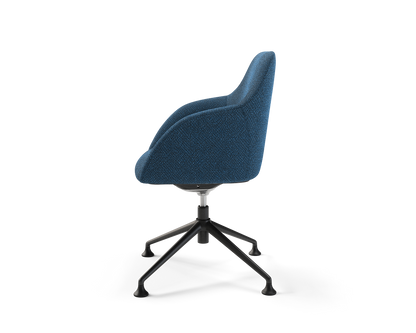 Wren Meeting Chair in Tide with glides (side view)
