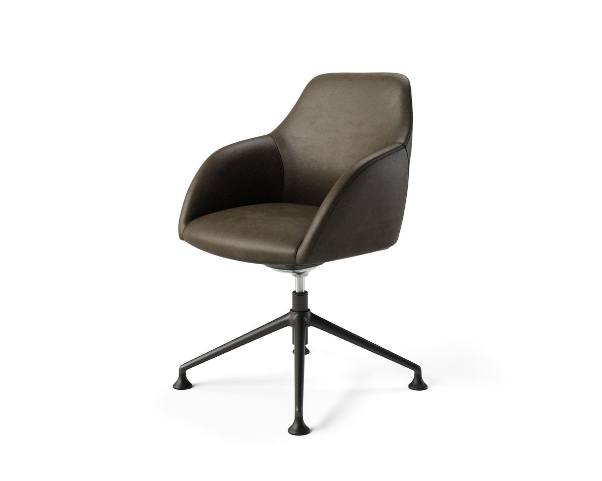 Wren Meeting Chair in Walnut Vinyl with glides