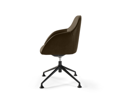 Wren Meeting Chair in Walnut Vinyl with glides (side view)