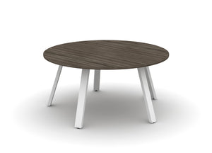 60" Round Angled-Leg Table - Shadow Elm + Electric White