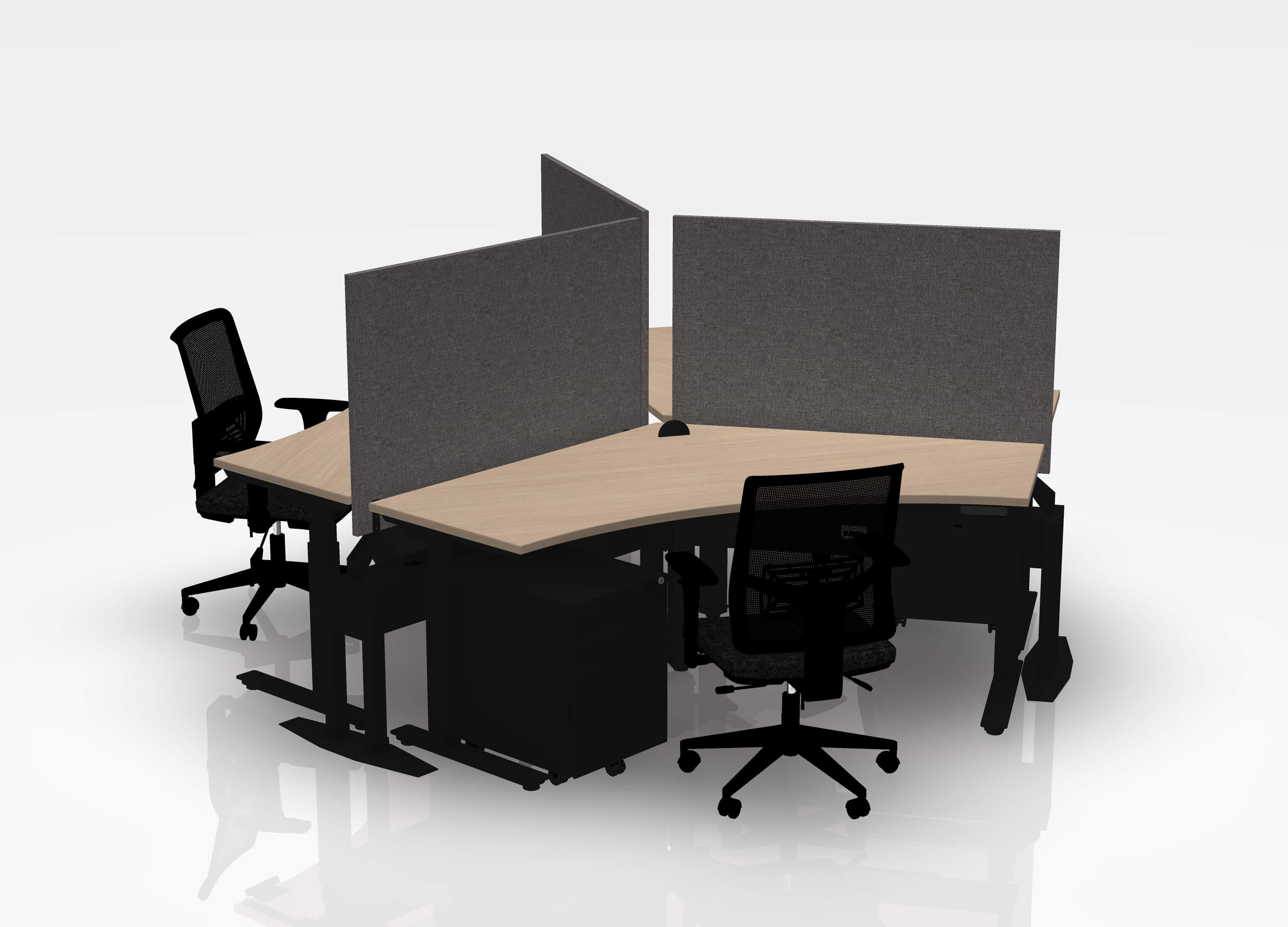 120 Think Pod Desk - Height-Adjustable Pod of 3