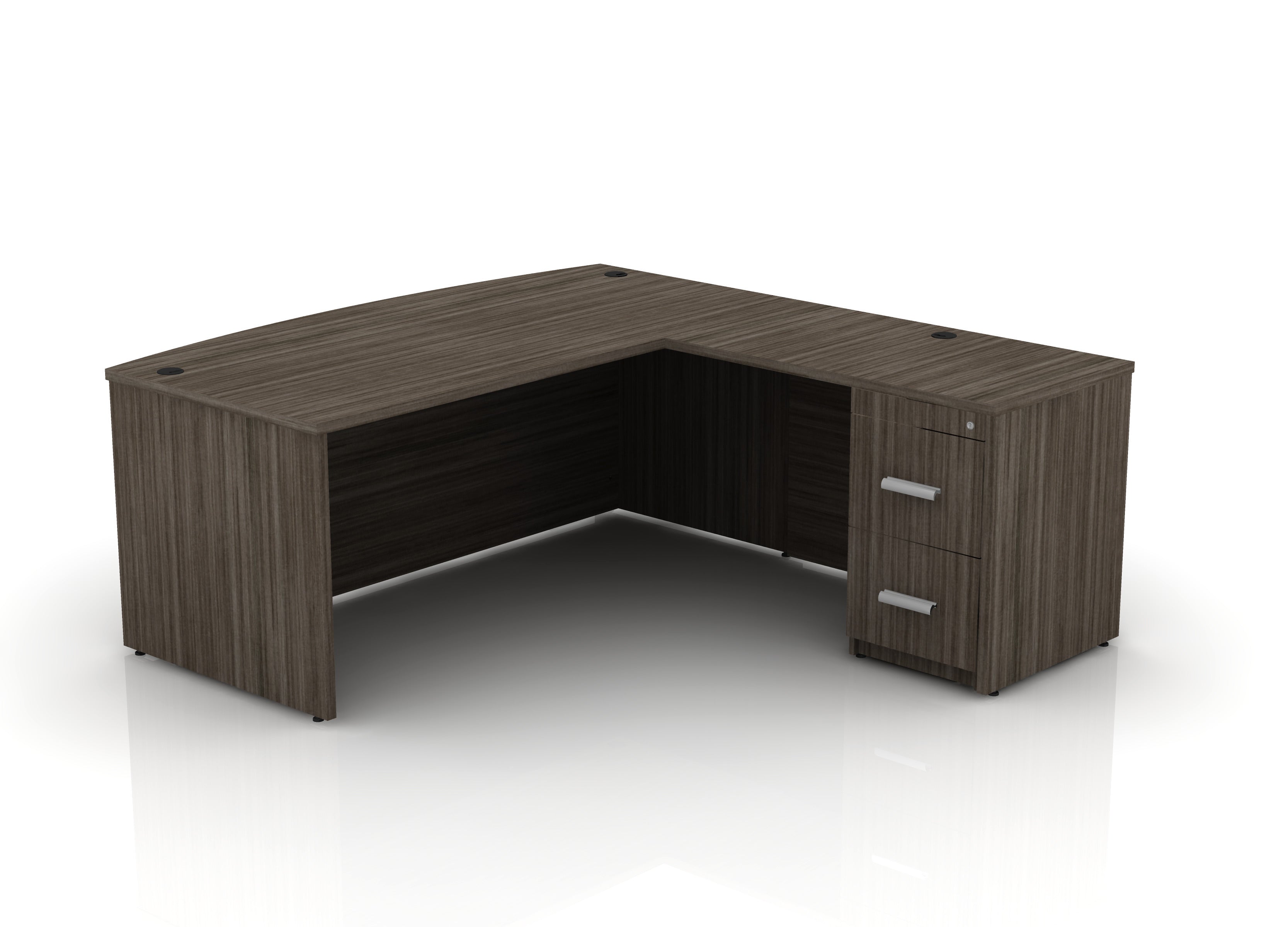 Napa StepFront L Shape with Bow Top Desk and Glass Modesty Panel, 71” -  NextGen Furniture, Inc.