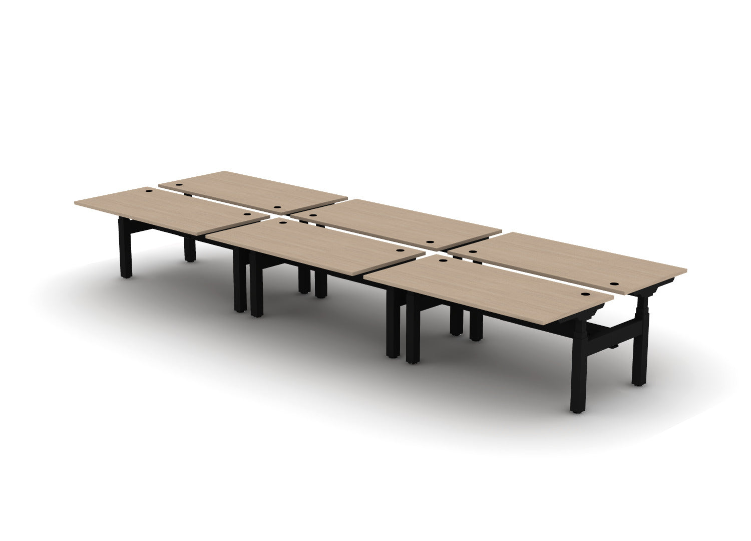 Think Adjustable-Height Benched Desks for 6