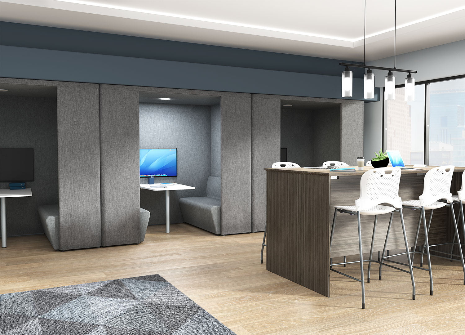 Long Collaborative Table Standing-Height Collaboration Table | Juniper Office